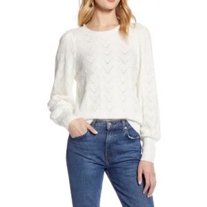 Halogen Pointelle Novelty Crewneck Sweater NWT